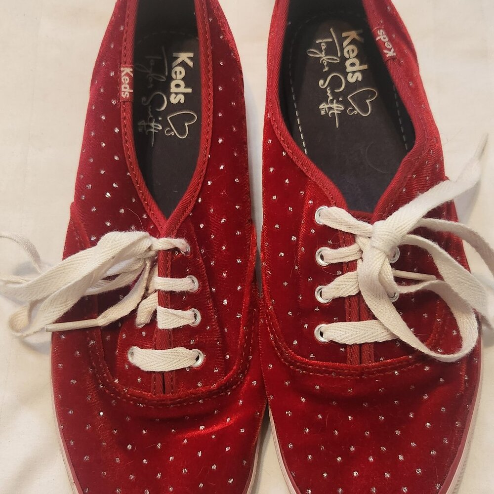 Taylor Swift Keds  red velvet rhinestone  Glitter Keds